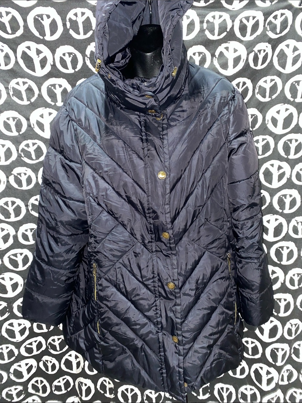 LONDON FOG BLACK PUFFER COAT W/HOOD SZ XXL